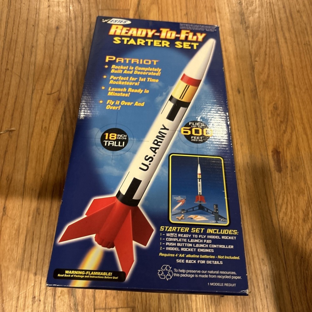 Estes Patriot Model Rocket Starter Set Mens OS White New Ready-To-Fly 600ft 1825